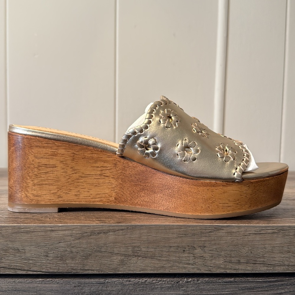 Jack Rogers Gold Women's Wedge Sandals - Picture 3 of 8